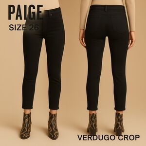 Paige Women’s Verdugo Crop Black Skinny Jeans Size 26